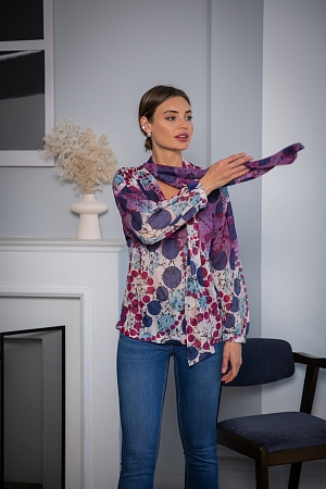 Стесси, свободный крой блузы, французский вязаный трикотаж стиле хиппи